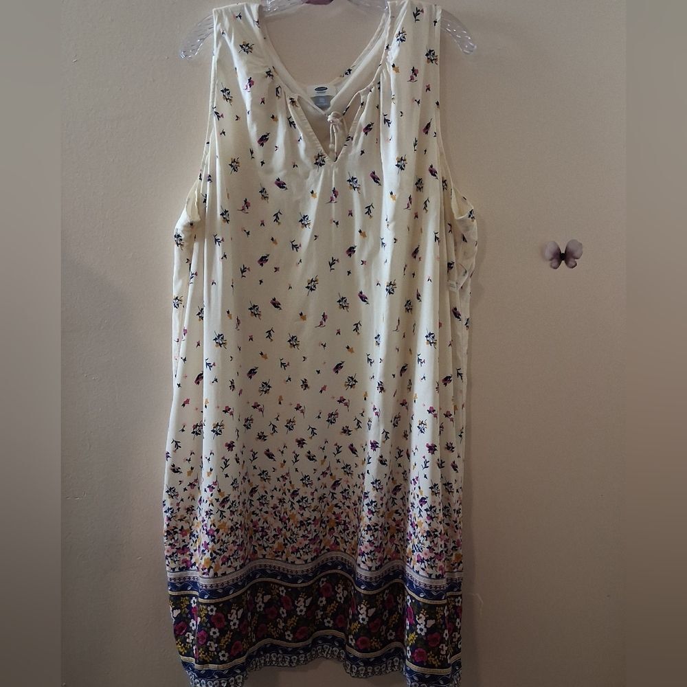 Old Navy Shift Dress XXL Floral Tassel Casual Beachy NWT